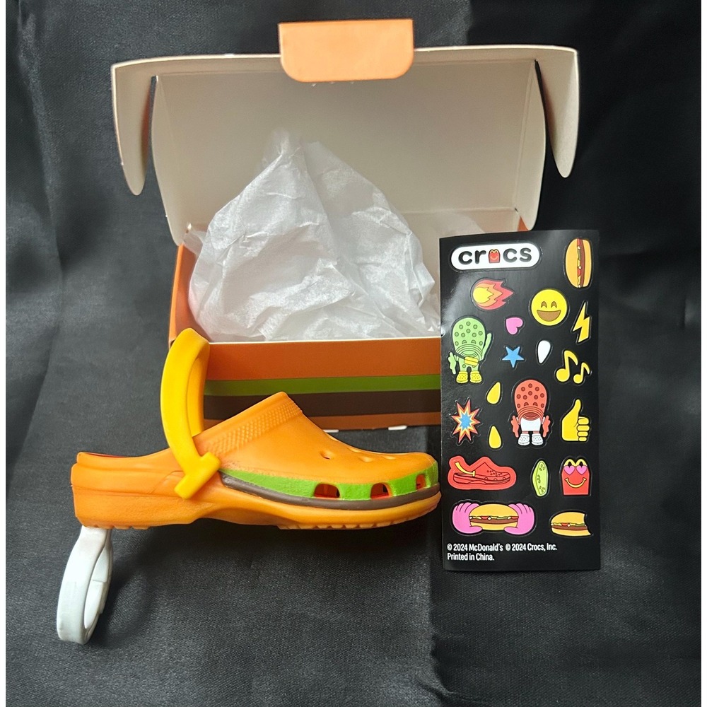2024 McDonald's x Crocs China Exclusive Mini Keychain Big Mac Hamburger Orange